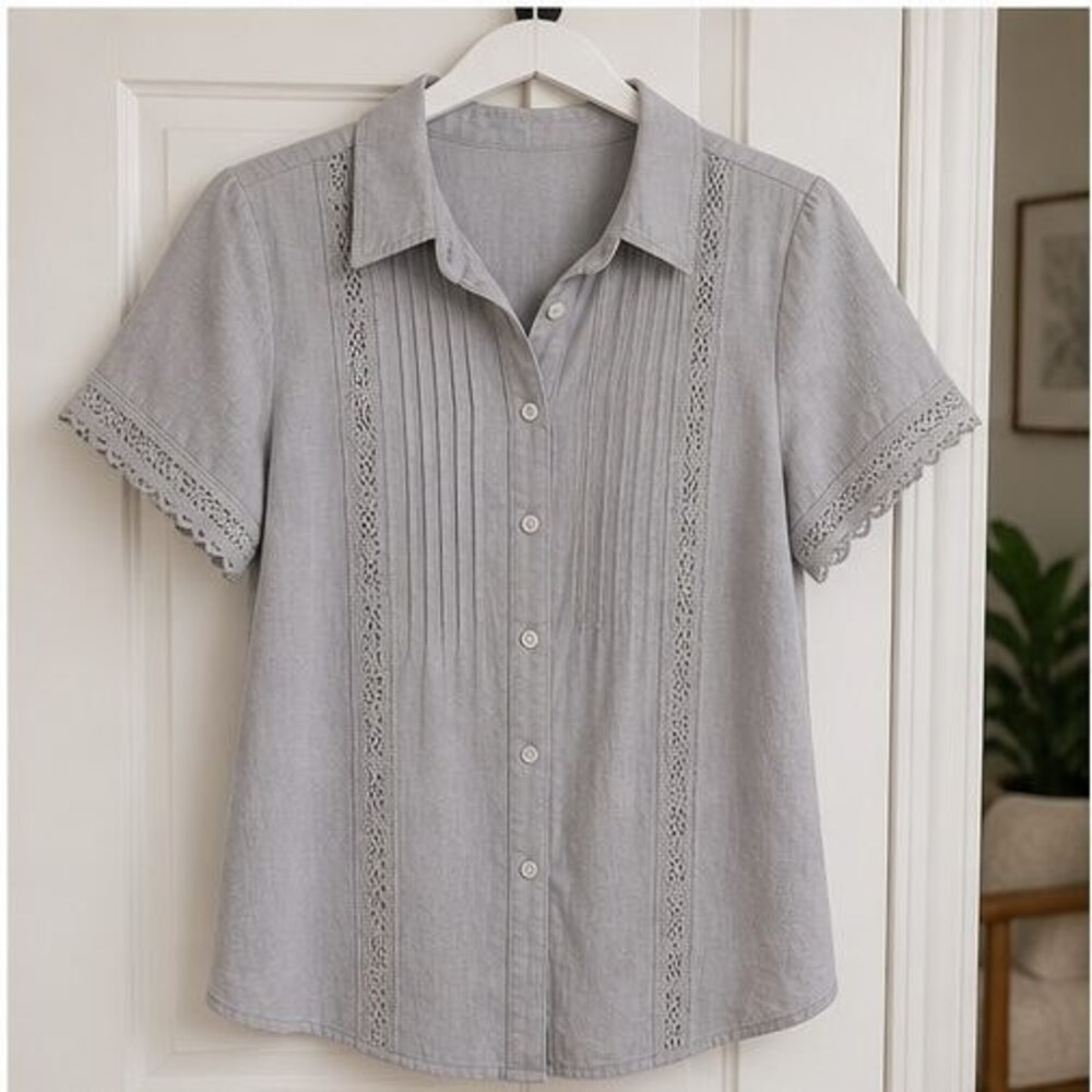 Charcoal Lace Trim Top